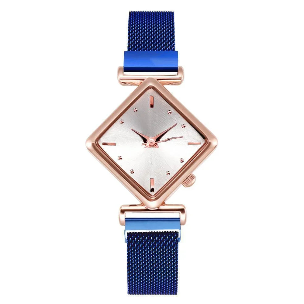 Ladies' simple, fashionable, personalized diamond shaped magnet watch blind box