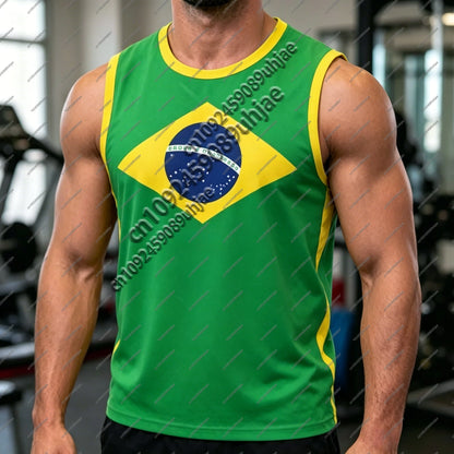 BRAZIL Style Flag Football Tank Top Fashion Summer 3D Printed Jersey Vest Loose Breathable Sports Basketball Sleeveless Tees