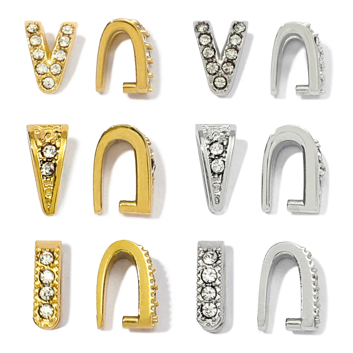 5Pcs/Lot Stainless Steel Clips Clasps Rhinestone Pinch Clip Bail Connectors For DIY Jewelry Findings Accessories