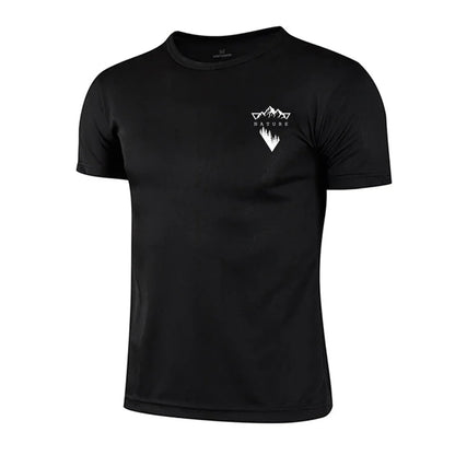 Summer Mens T-shirt Print Casual Exercise Tops Outdoor Jogging Marathon Clothing Quick-Dry Mesh Tees Popular Cycling Sportswear