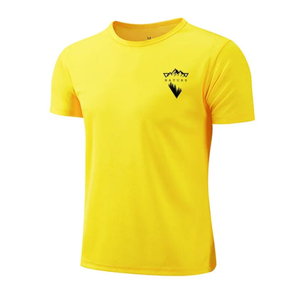 Summer Mens T-shirt Print Casual Exercise Tops Outdoor Jogging Marathon Clothing Quick-Dry Mesh Tees Popular Cycling Sportswear