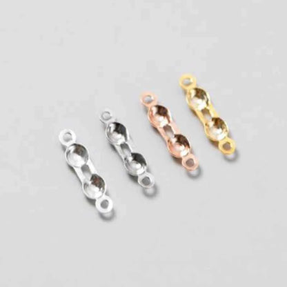 4pcs Genuine Real Pure Solid 925 Sterling Silver Closure End Beads Clasps Clips Gold Crimp Connector DIY Jewelry Making Finding