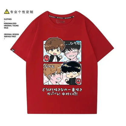 Go for It, Nakamura! Nakamura Okuto Hirose Aiki T-Shirt Cartoon Printed Top Summer Anime Cosplay Outfit Gift Men Women Halloween