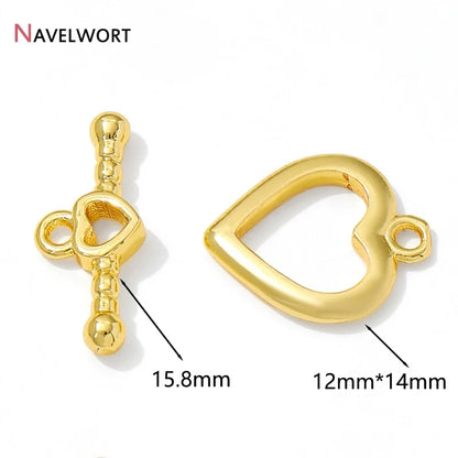 14K Gold Plated Brass Heart OT Clasps Toggle Clasps Hooks Connector,For Bracelet Necklace Making Accessories,Jewelry Materials