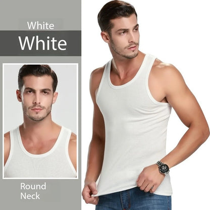 1 Pack Four Seasons Men's Cotton Joker Vest Teenagers Simple Fit Sports Fitness T-shirt Middle-aged Casual Sleeveless Shirt