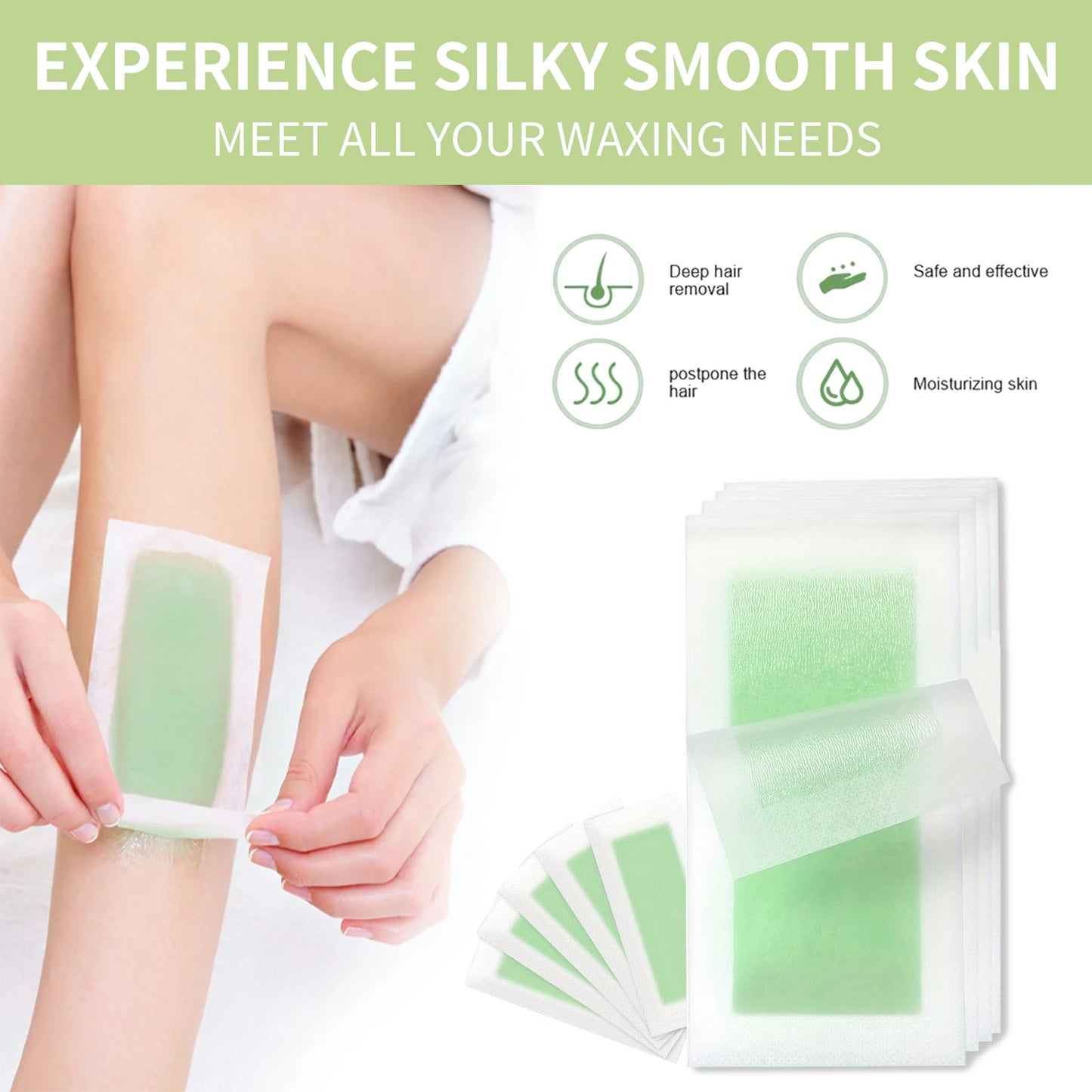 6/20PCS Hair Removal Wax Strips, Cold Wax Paper for Face, Arm, Leg & Body, Skin-Friendly, Long-Lasting, Unisex, Certified