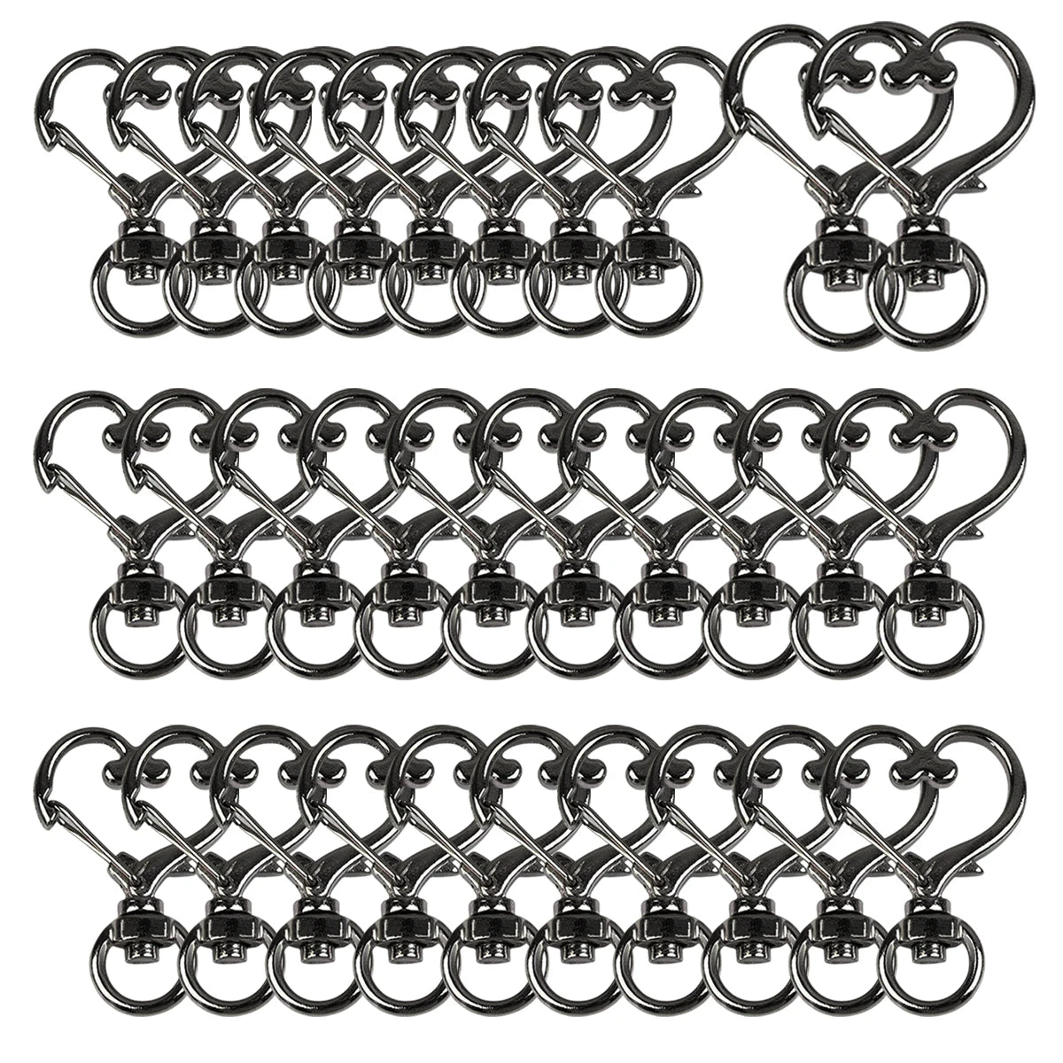 5/10/15/25/40/60Pcs Heart-Shaped Swivel Snap Hooks Metal Spring Snap Keychains Heart Clips Trigger for Lanyard Jewelry Charms