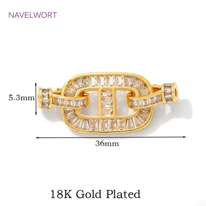 Luxury 18K Gold Plated Connectors Clasps,With Zircon Locks Clasps,Fasteners For Bracelet,DIY Necklaces Jewelry Making Findings