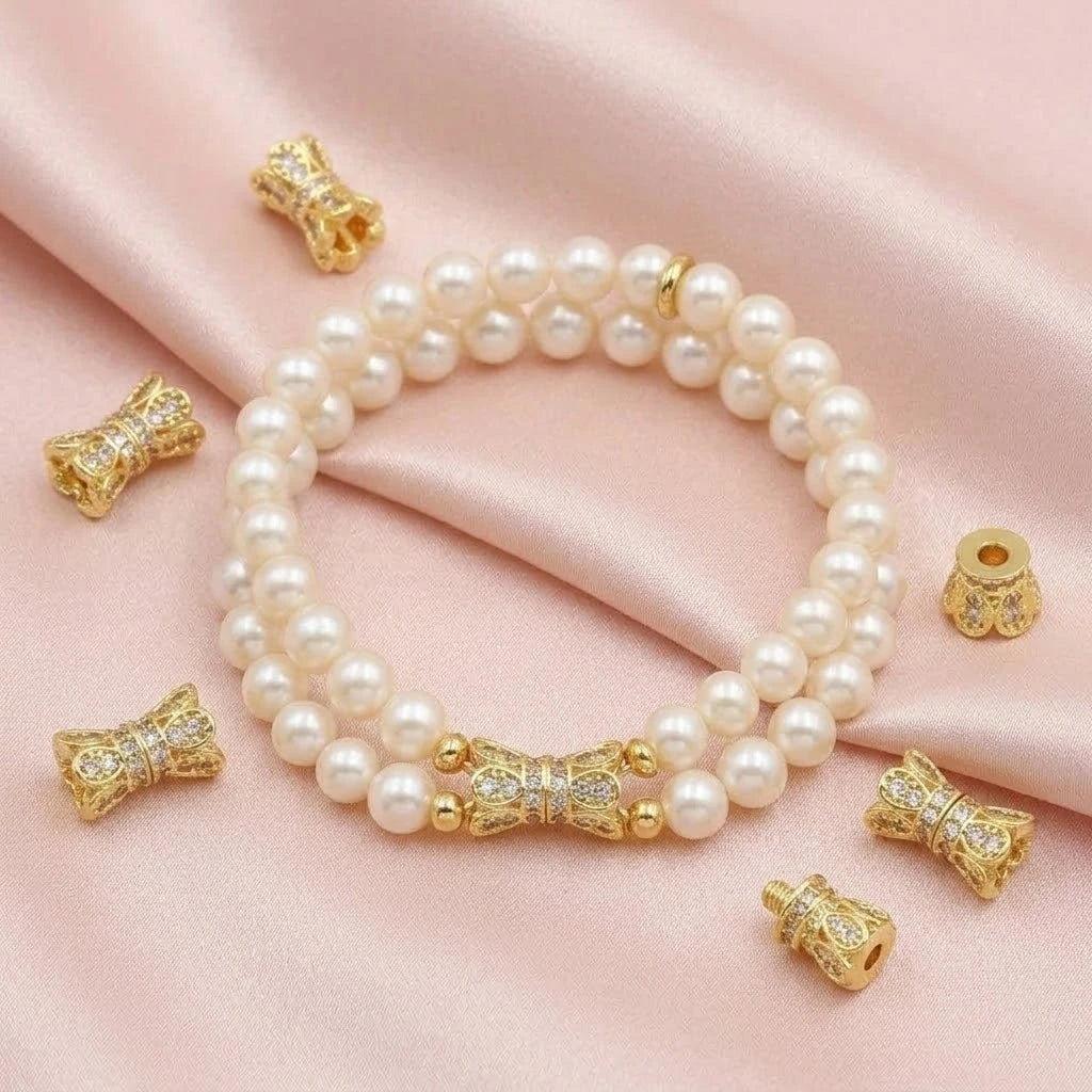2pcs 18K Gold Plated Cubic Zirconia Screw Buckle Clasp Flower Shaped Double Head Connector Clasp For DIY Jewelry Make Accessory