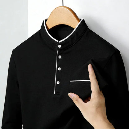 Men's Mandarin Collar Long Sleeve Shirt Regular Fit Casual Soft Breathable Fashion Trendy Daily Business Casual Top for Men