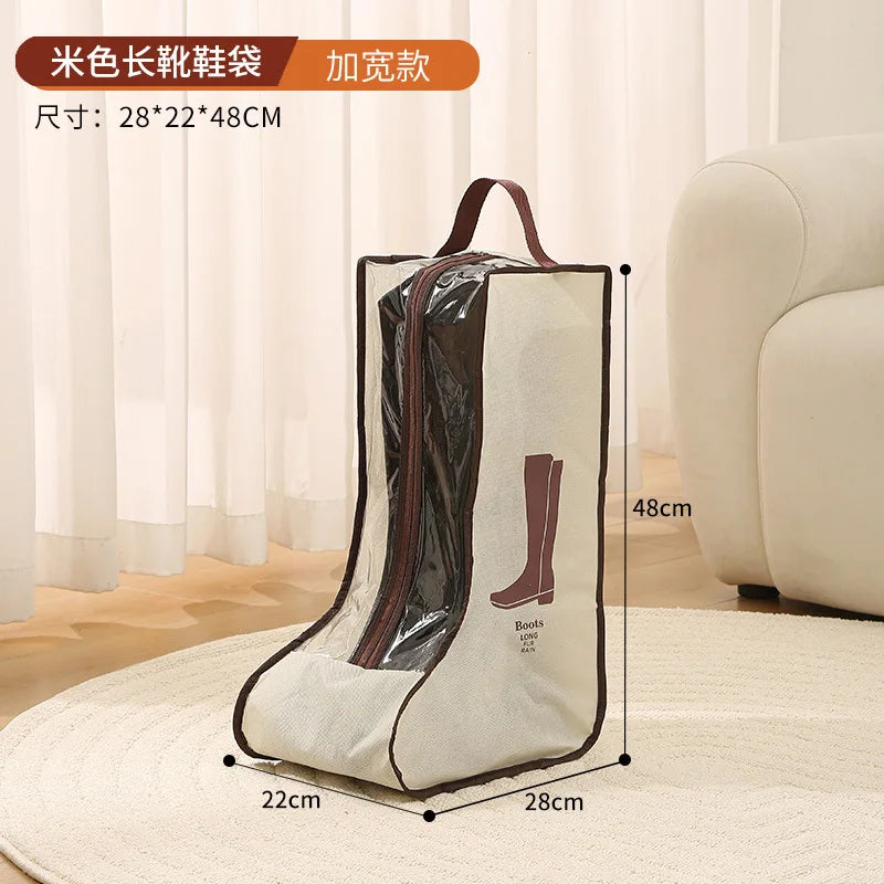 Tall Boot Storage Bags with Clear PVC Window Breathable Dustproof Organizer Prevent Slouching for Knee High Shoes Closet Women