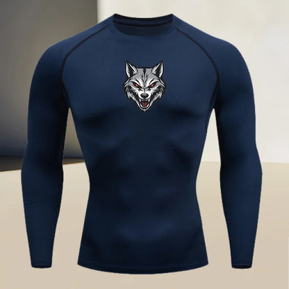Men's long sleeved round neck thin sports tight fitting quick drying T-shirt, suitable for bodybuilding and physical training