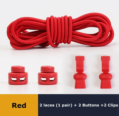 No tie shoelaces Round Elastic Shoelace Plastic snap lock Suitable for all shoes Adult children walking sports Lazy laces 1 pair