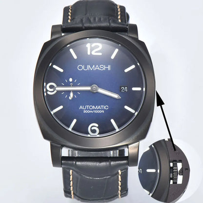 44mm Men's Watch Seagull ST2555 Movement Stainless Steel Case Automatic Mechanical Watch Strength Mineral Glass Leather Bracelet