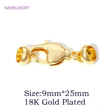 18K Gold Plated Brass Lobster Clasps Connector,Jewellery End Caps Fastener Clasp For DIY Bracelet Jewelry Making Accessories