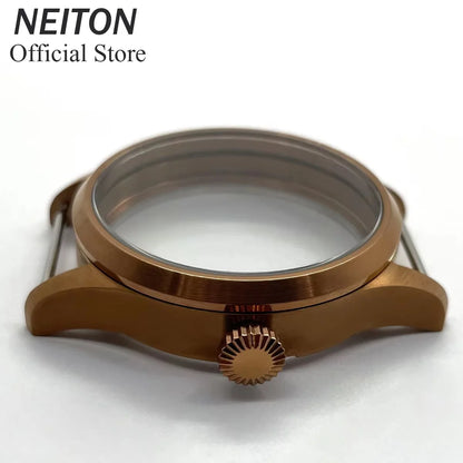 NEITON 42mm Manual Watch Case See-through Back Fit ETA 6497 6498 ST3600 3602 Bronzed/PVD Black