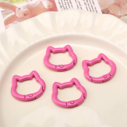 1pc/bag Alloy Spring Clasps Colorful Cute Cat Shape Spring Ring Carabiner Clips For DIY Keyring Lanyard Keychain Making Findings