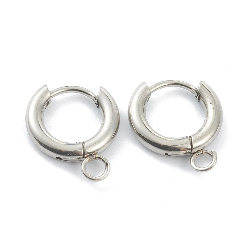 10pcs 201 Stainless Steel Huggie Earring Hooks Round Ear Post with Loop for Hoop Earrings DIY Jewelry Making Accessories