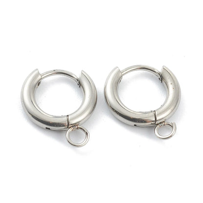 10pcs 201 Stainless Steel Huggie Earring Hooks Round Ear Post with Loop for Hoop Earrings DIY Jewelry Making Accessories