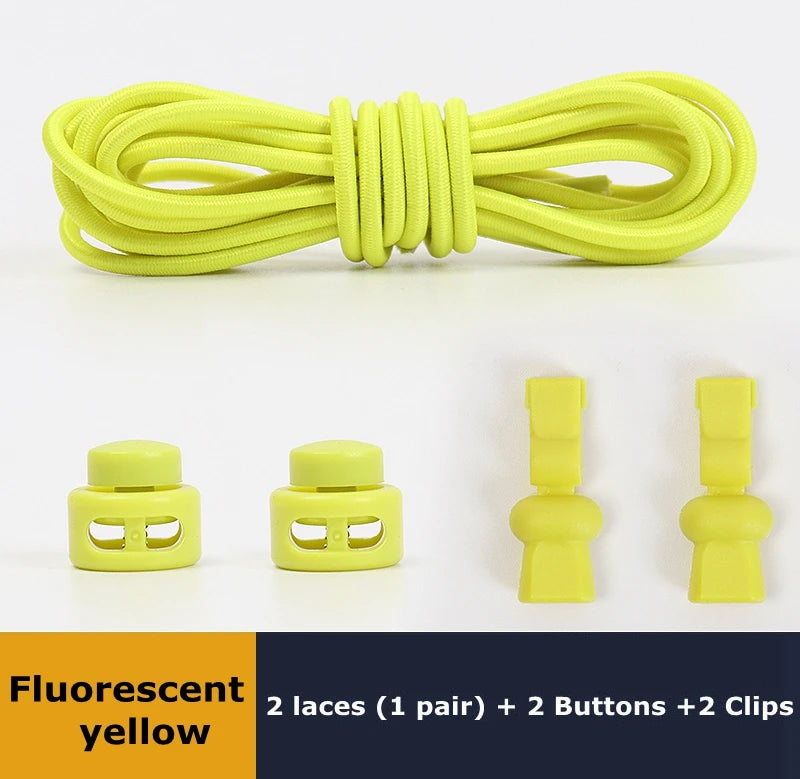 No tie shoelaces Round Elastic Shoelace Plastic snap lock Suitable for all shoes Adult children walking sports Lazy laces 1 pair