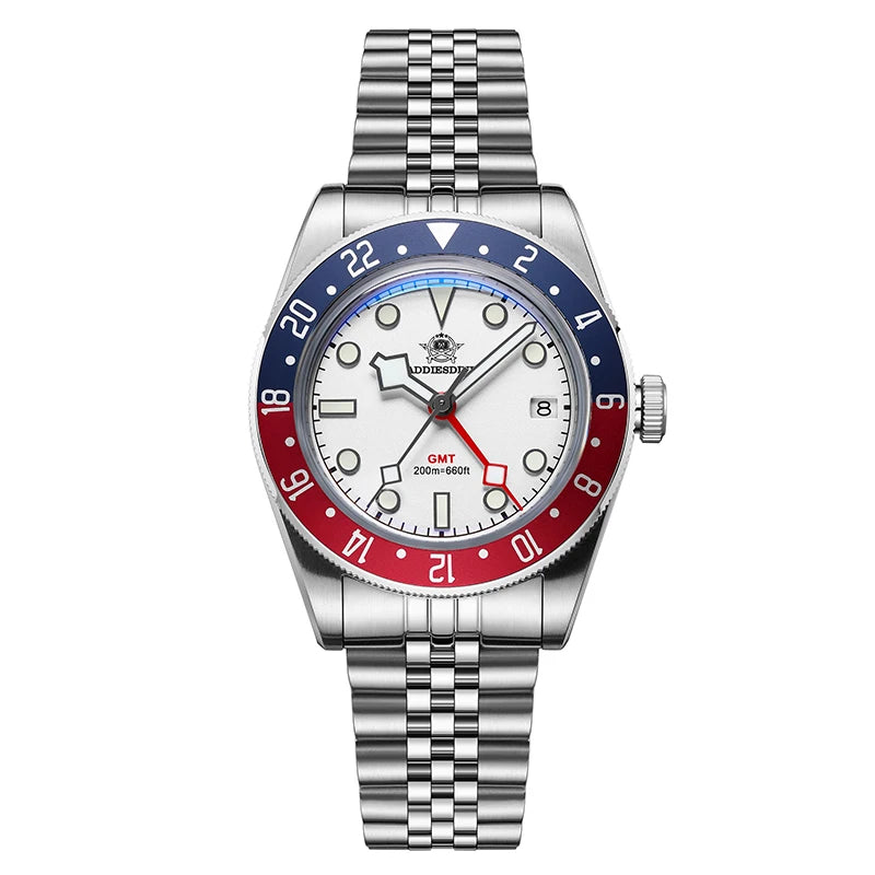 ADDIESDIVE TOP Men's Watches 20Bar Diving BGW9 Super Luminous AD2044 Swiss Ronda 515-24H GMT Watch Quartz Watch