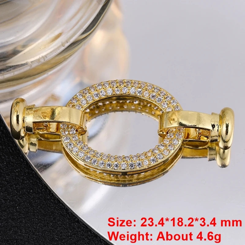 Juya 18K Gold Plated Decorative Sector Fastener Connector Lock Clasps Accessories For DIY Needlework Beads Pearls Jewelry Making
