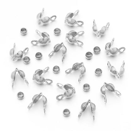 40-200pcs Stainless Steel Connector Clasp Crimp End Beads Jewelry Kit DIY Bracelet Necklace Jewelry Making Findings Accessories
