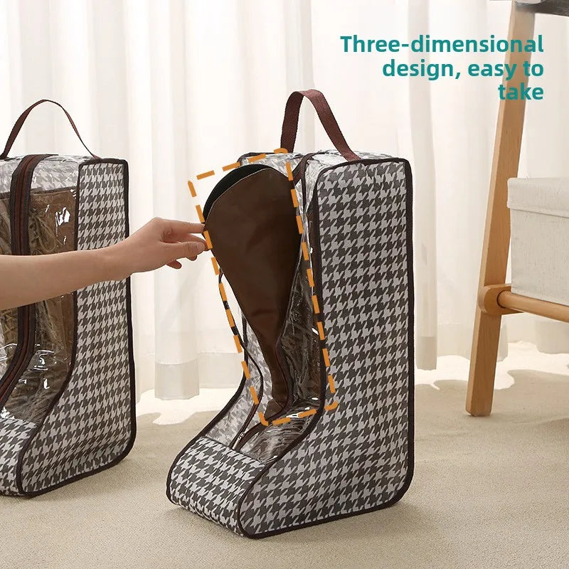 Tall Boot Storage Bags with Clear PVC Window Breathable Dustproof Organizer Prevent Slouching for Knee High Shoes Closet Women