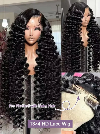 Loose Wave Human Hair Wig Lace Frontal 13X6 13X4 40 Inches Brazilian Human Hair Lace Wigs Loose Deep Wave Hd Lace Frontal Wig