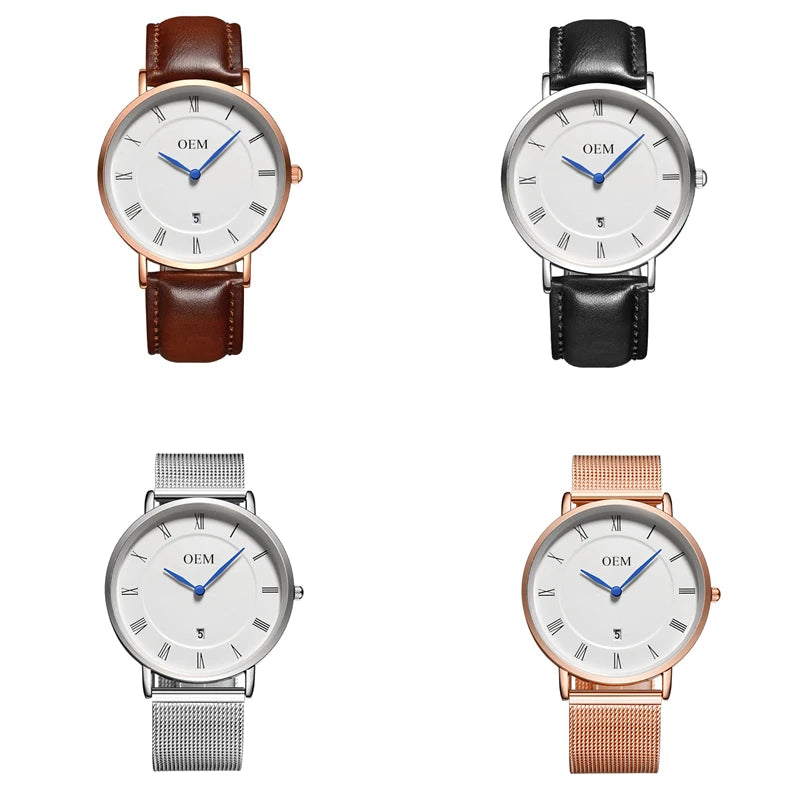 B-8210A Simple Men Watches With Date Branding Custom Watch Ladies Design Your Own Brand Watch Roman Numbers