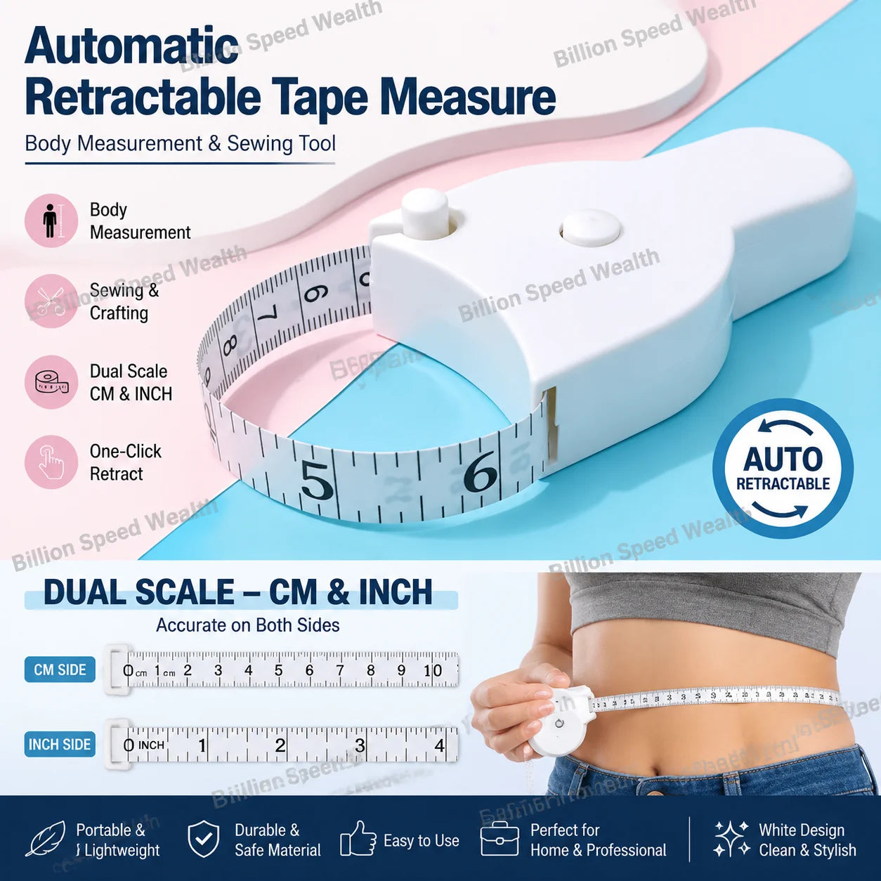 Automatic Telescopic Tape Measure Body Measuring Tape Sewing Ruler Tools Centimeter Tapes For Body Meter Measure White Tools