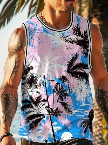 2026 Summer Hawaii Beach Tank Top for Men, Quick Dry Silky Sleeveless Shirt, Fashion Body Shaping Casual Men's Vest