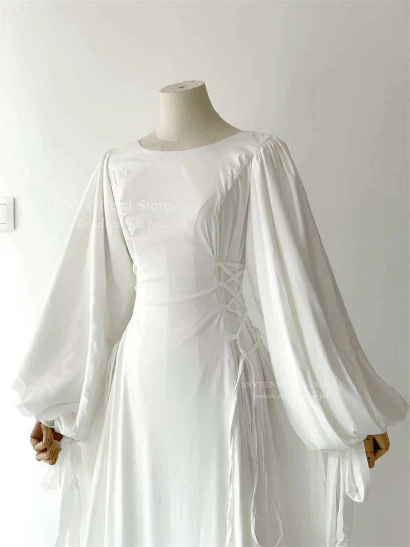 SSYTENS Women A-Line Wedding Dresses 2025 O Neck Bridal Dresses Corset Back Elegant Wedding Evening Beach Bride Gowns Customized