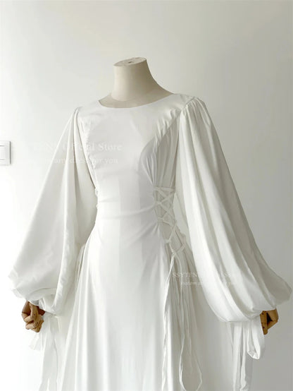 SSYTENS Women A-Line Wedding Dresses 2025 O Neck Bridal Dresses Corset Back Elegant Wedding Evening Beach Bride Gowns Customized