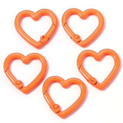 5pcs Alloy Heart Spring Clasps Snap Hooks Carabiner Keychain Clips Dolls/Label Connector For Jewelry Making DIY Accessories