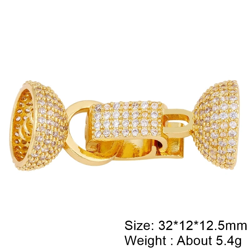Juya DIY Copper 18K Gold Plated Pendant Connector Fastener Buttob Lock Clasps For Needlework Natural Stone Pearls Jewelry Making