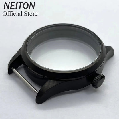 NEITON 42mm Manual Watch Case See-through Back Fit ETA 6497 6498 ST3600 3602 Bronzed/PVD Black