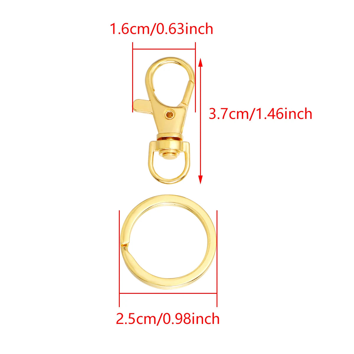10Sets Alloy Swivel Lobster Clasp Hooks With Split Key Ring Snap Hooks For DIY Keychain Bag Hang Doll Jewelry Making Accessories