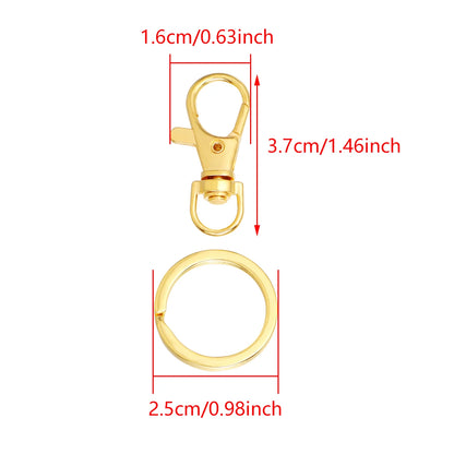 10Sets Alloy Swivel Lobster Clasp Hooks With Split Key Ring Snap Hooks For DIY Keychain Bag Hang Doll Jewelry Making Accessories