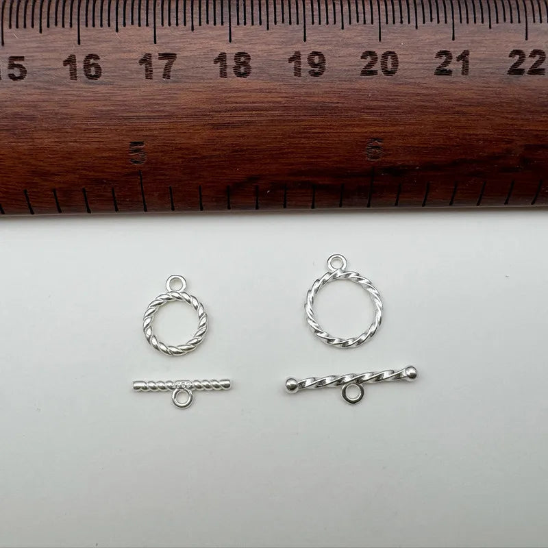 1Set S925 Sterling Silver Hemp Rope OT Clasp Silver Jewelry Accessories Handmade Necklace Bracelet Clasp