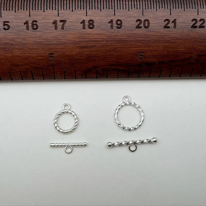 1Set S925 Sterling Silver Hemp Rope OT Clasp Silver Jewelry Accessories Handmade Necklace Bracelet Clasp
