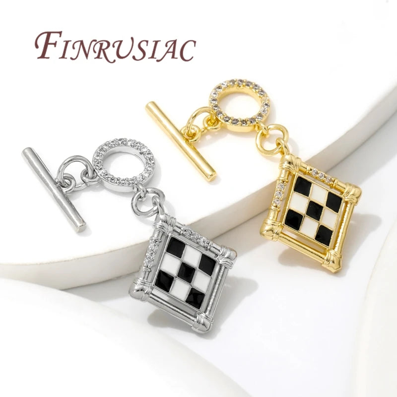 18K Gold Plated Toggle Clasps OT Clasp Accessories For Bracelets Brass with Zircon Connectors For Jewelry Making DIY Findings