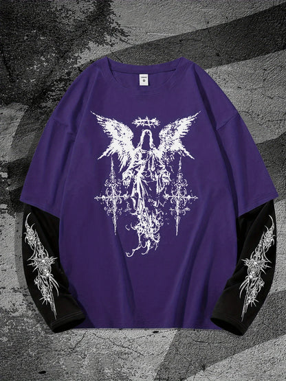 New men's long-sleeved T-shirt for Spring and Autumn 2025 casual roller skating 3D printed street men's wear