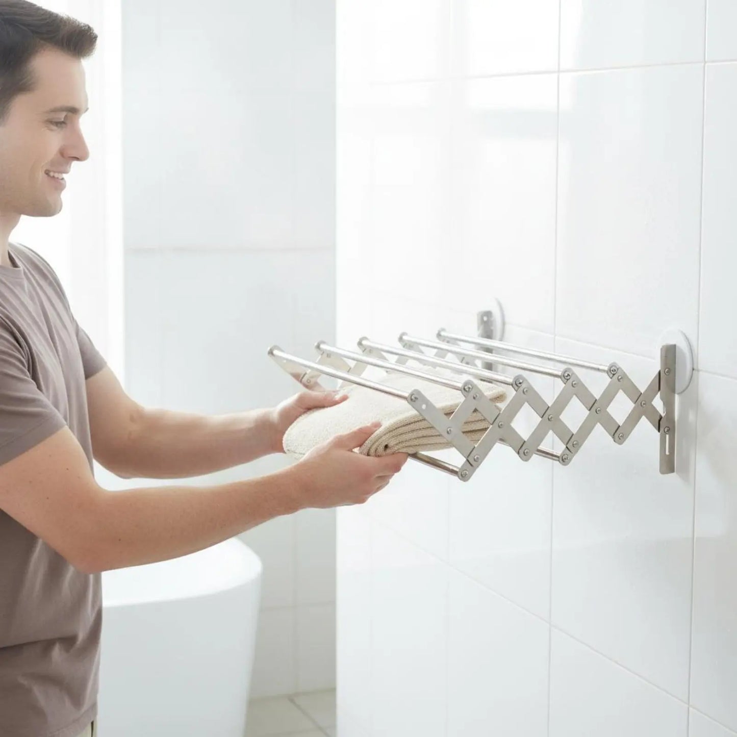 Retractable Towel Rack Multifunctional Stainless Steel Bathroom Rack Stainless Steel Towel Shelf Waterproof for Barbershop