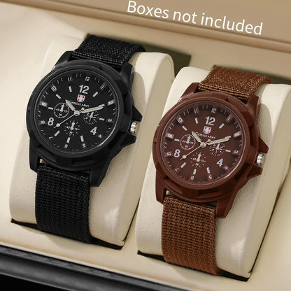 Surprise Mystery Watch Set Blind Box-2PCS/Set Men Sports Watches Casual Nylon Band Military Quartz Wristwatches（Without Box）