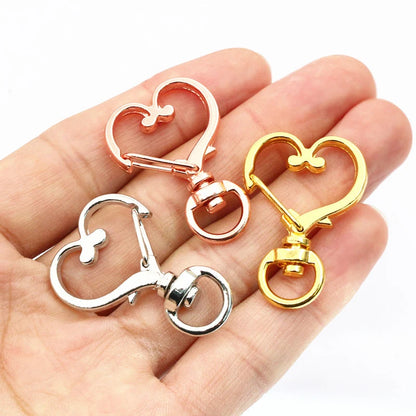 10pcs 35x24mm Heart Snap Hook Trigger Lobaster Clasp Clips Buckles For Keychain DIY Jewelry Making Accessories Findings