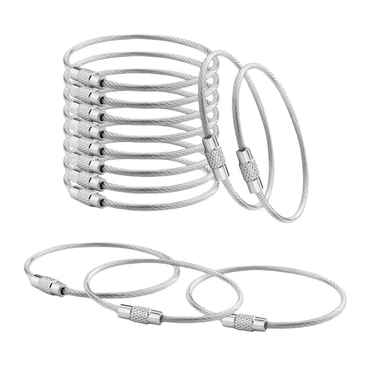 5/15/25/40Pcs Extendable Wire Keychain Cable Large Keyrings Luggage Tags Loops Holder ID Tag Keeper for DIY Key Ring Crafts Gift