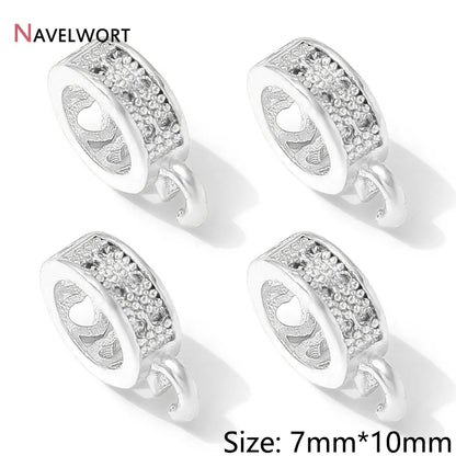 14K Gold Plated Inlaid Zircon Round Pendant Pinch Bail, Pendant Bail Connector For Necklace Making Accessories,Jewelry Materials
