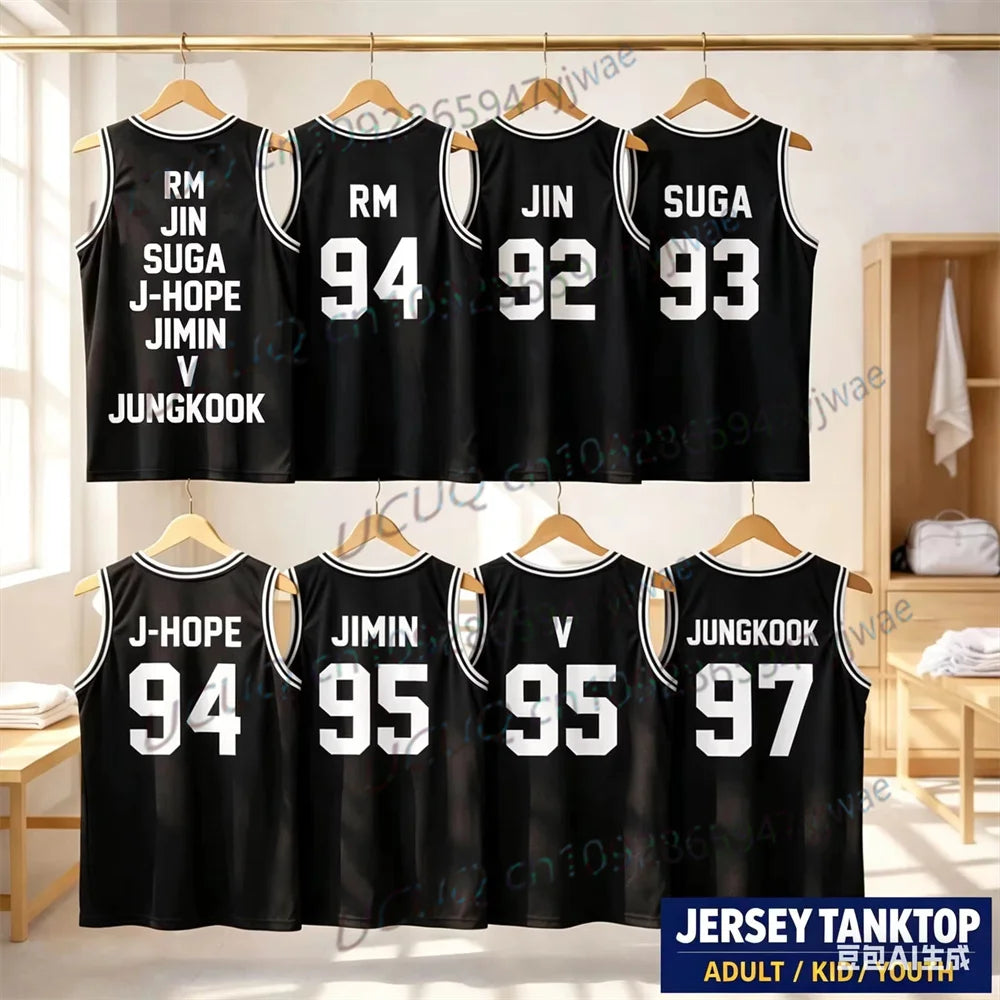 KPOP Concert Outfits JUNGKOOK Basketball Jersey Tank Top Breathable Sports Vest Casual Sleeveless Top Army Gift Men Women Vest