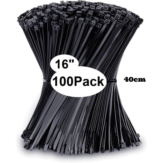 Zip Ties Assorted Sizes(4”+6”+8”+12”), 100/400 Pack Black Cable Ties UV Resistant Wire Ties